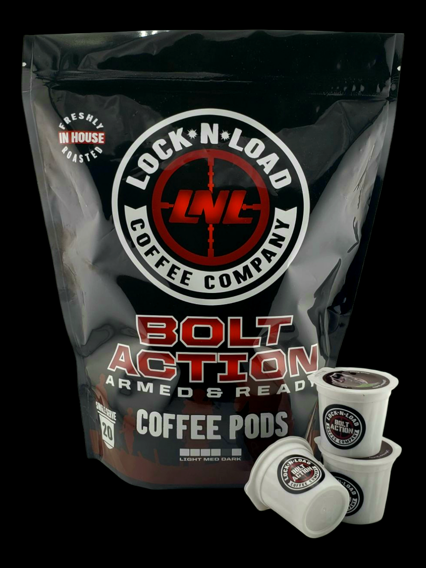 LNL Coffee Pods 20ct - Bolt Action Blend - Dark Roast