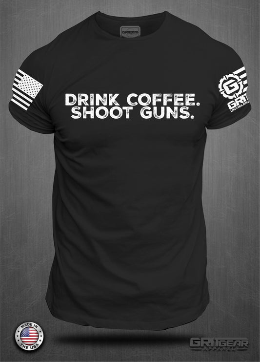 Drink Coffee Shoot Guns T-Shirt ~ LOCK-N-LOAD Coffee co
